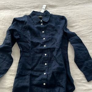 J. Crew and Baird McNutt linen button down, women’s Navy size 2